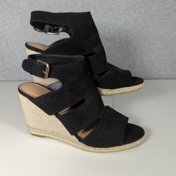Apt.9 Women's Wedge Jute Espadrille‎ Comfort Sandals Black 8 Y2K 90s - Picture 1 of 7